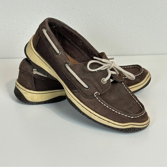 Tommy Hilfiger TW Sassi Brown Leather Boat Shoes 6 - Picture 1 of 10